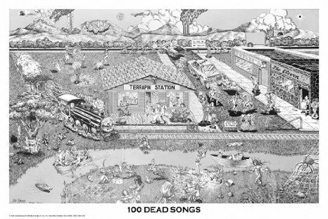 Grateful Dead 100 Dead Songs Poster - HalfMoonMusic