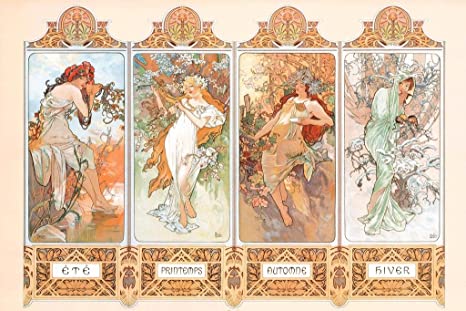 Mucha 4 Seasons Poster - HalfMoonMusic