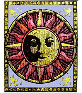 Aztec Sun Black Light Reactive Tapestry - HalfMoonMusic