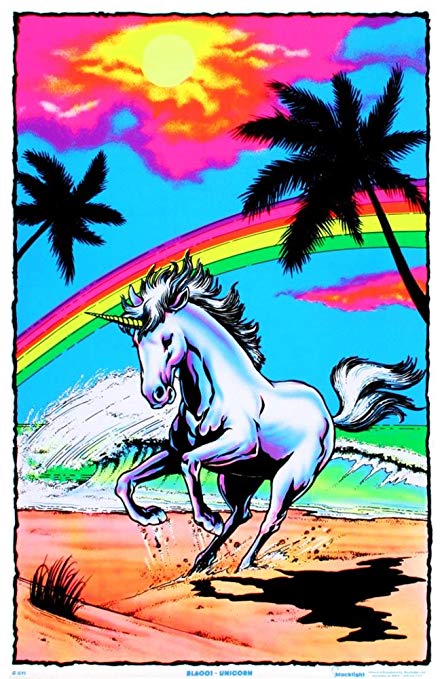 Unicorn Rainbow Blacklight Poster - HalfMoonMusic