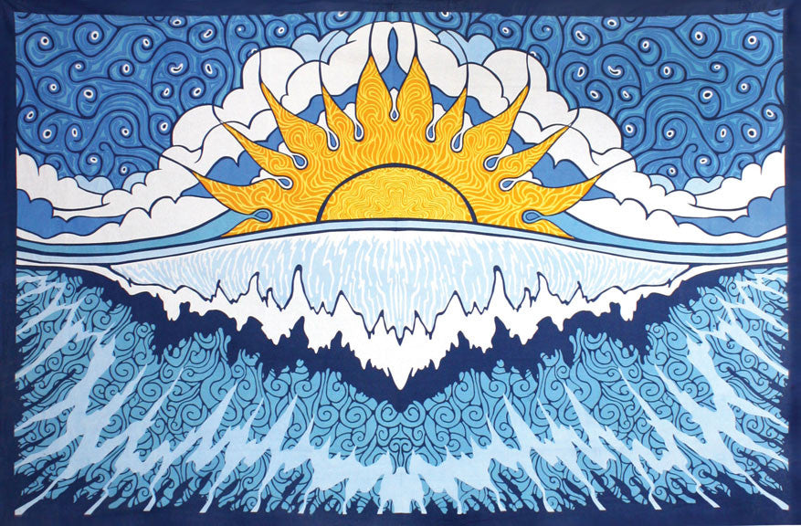 3-D Sun Wave Surf Tapestry - HalfMoonMusic