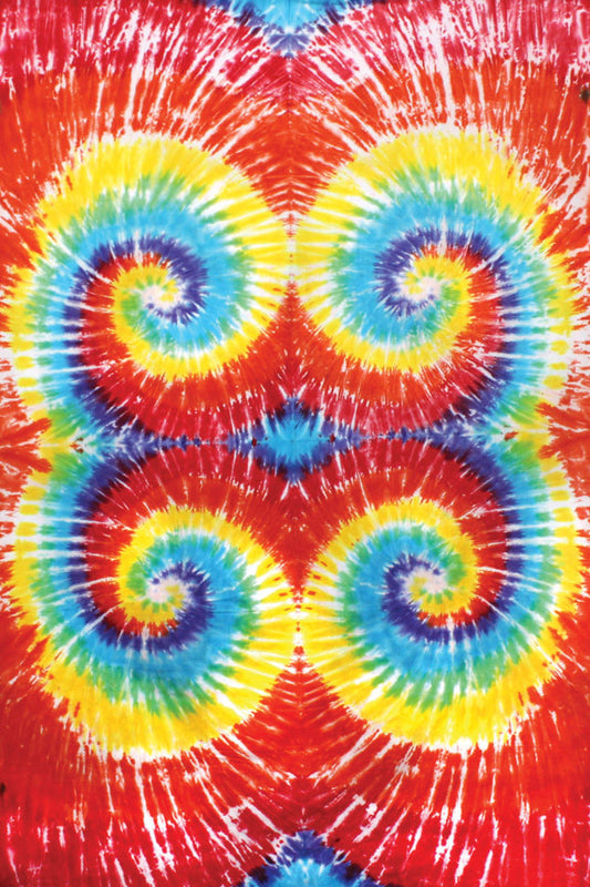 DISCONTINUED Tie Dye Quad Spiral Tapestry - HalfMoonMusic