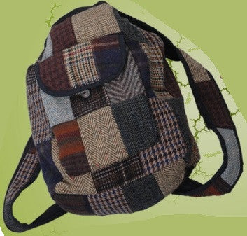 Tweed Patchwork Backpack - HalfMoonMusic