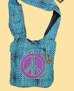Mod Print Peace Applique Peddler Bag - HalfMoonMusic