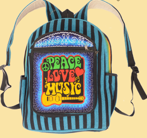 Peace Love Music Embroidered Backpack - HalfMoonMusic