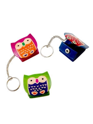 Leather Owl Pouch Keychain - HalfMoonMusic
