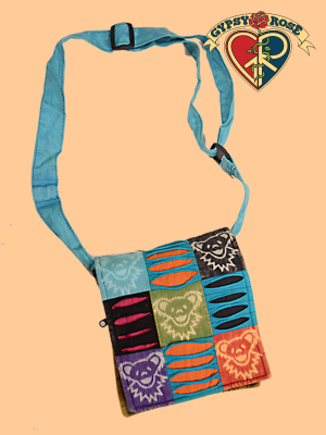 Grateful Dead Cotton Patch Dancing Bear Face Block Print DJ Bag - HalfMoonMusic