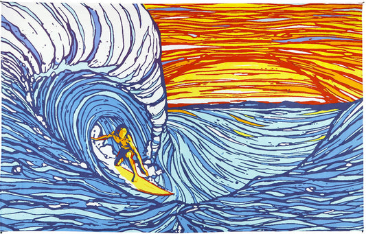 Sunset Surfer Tapestry - HalfMoonMusic