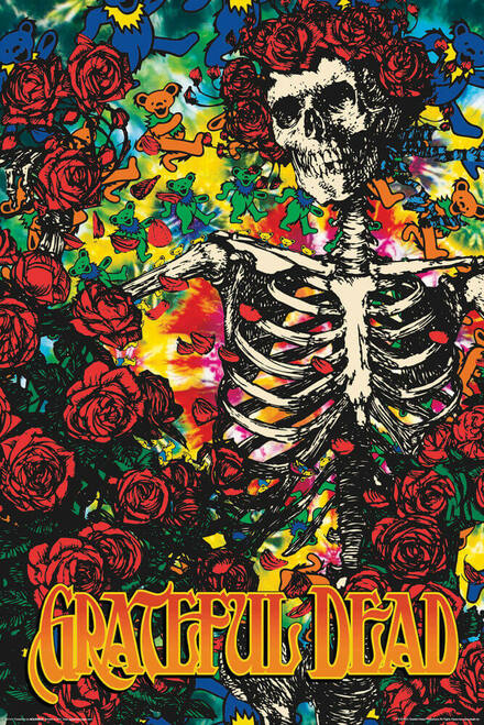 Grateful Dead Skeleton and Roses Poster - HalfMoonMusic