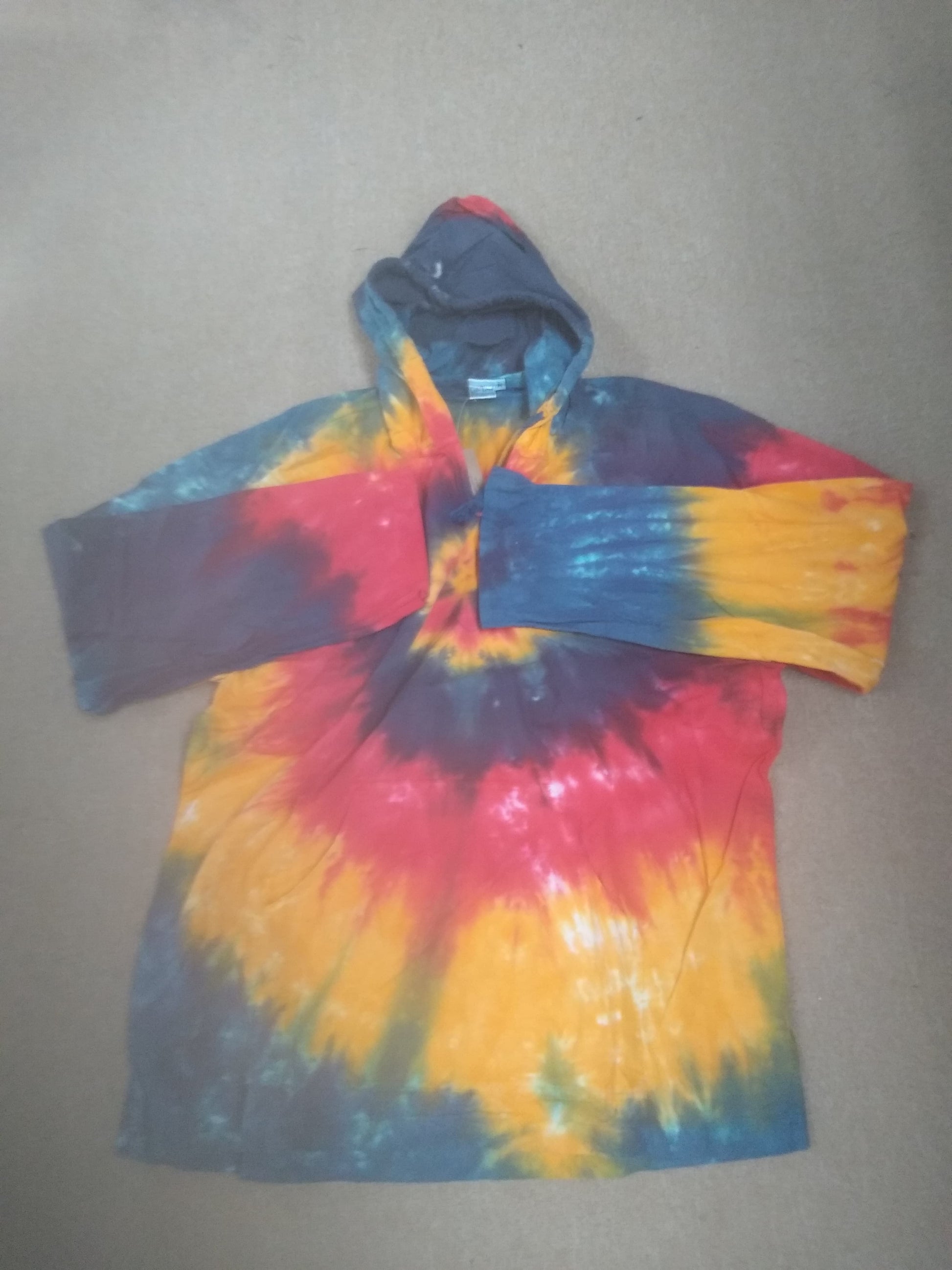 Mens Long Sleeve Tie-Dye Pullover Light Hoodie - HalfMoonMusic