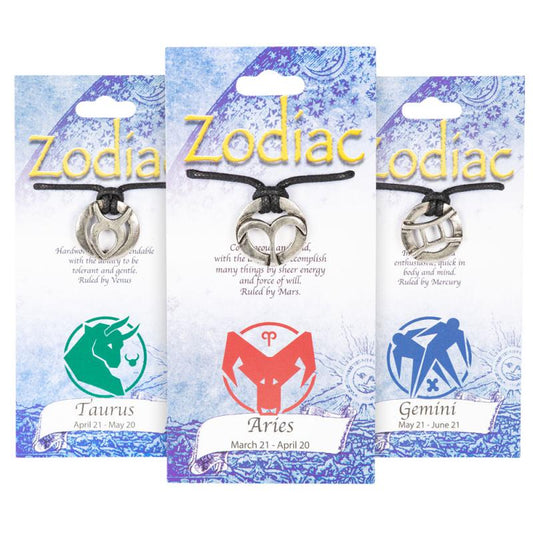 Zodiac Pendant Necklace Carded Jewelry - HalfMoonMusic