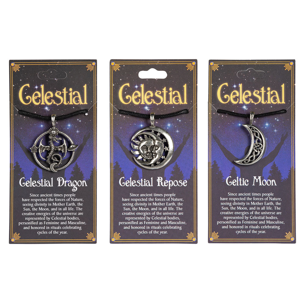 Celestial Pendant Necklace Carded Jewelry - HalfMoonMusic