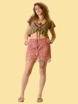 Womens Himalayan High Hemp Blend Tie-Front Crop Top - HalfMoonMusic