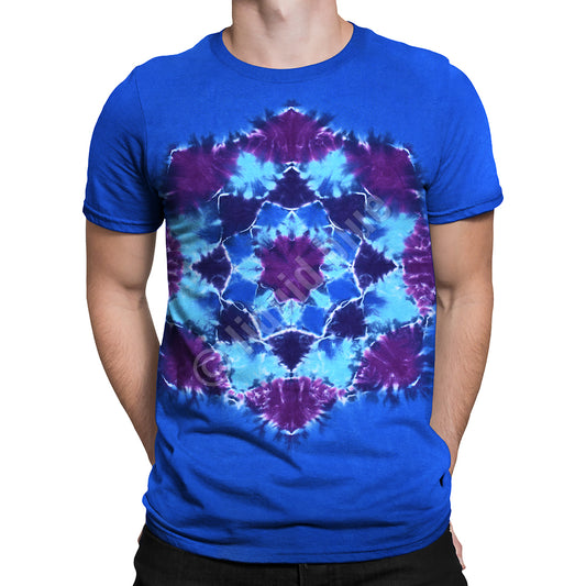 Mens Blue Mandala Tie Dye T Shirt - HalfMoonMusic