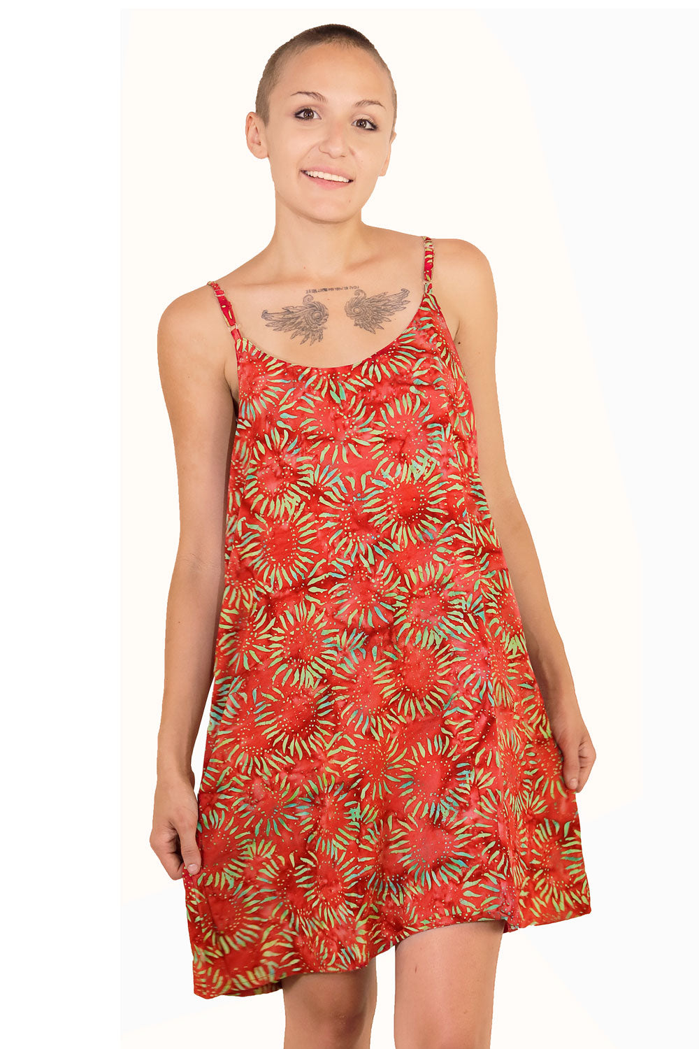 Womens Short Spaghetti Strap Sun Dress - HalfMoonMusic