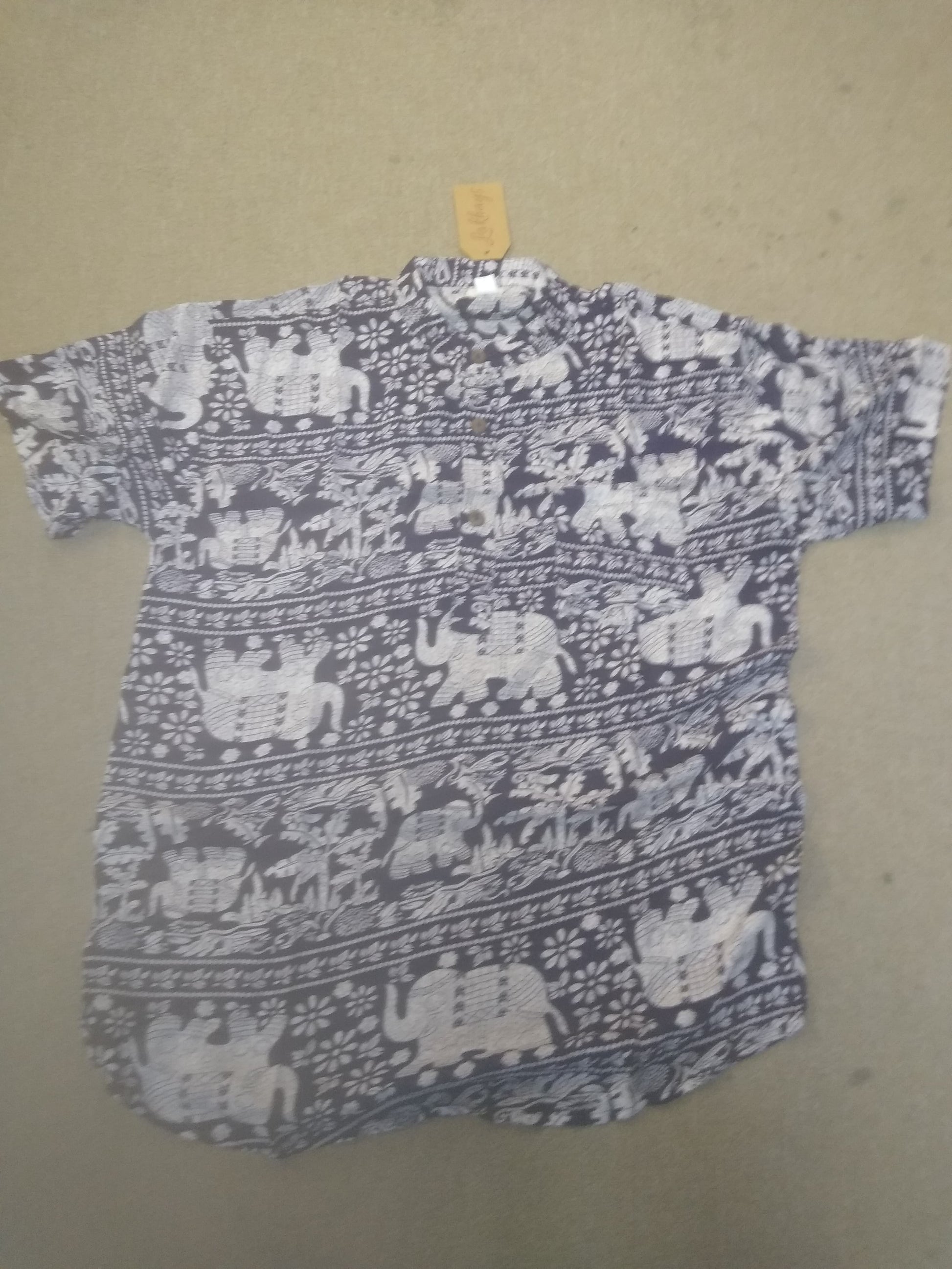 Elephant Print Button Down Shirt - HalfMoonMusic