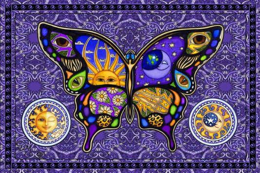 Dan Morris Celestial Sun and Moon Butterfly Tapestry - HalfMoonMusic