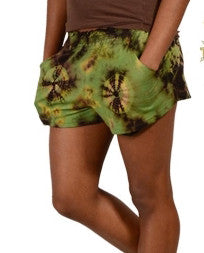 Womens Tie Dye Spandex Pocket Shorts - HalfMoonMusic