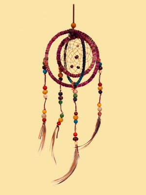Wooden Beaded Dream Catcher - HalfMoonMusic