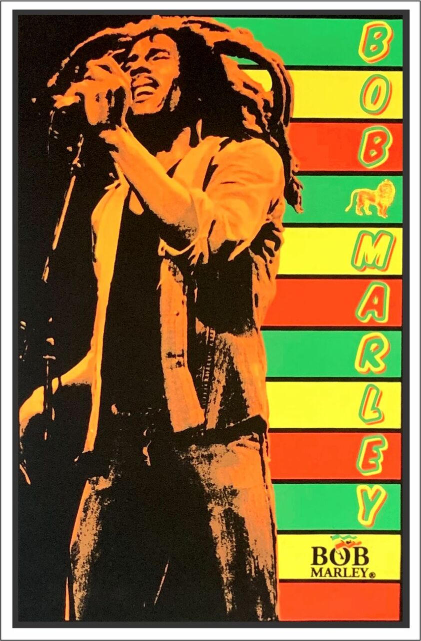 Bob Marley Stripes Black Light Poster - HalfMoonMusic