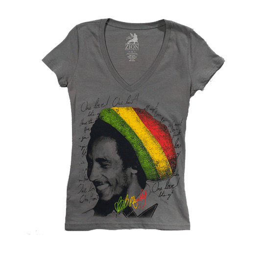Ladies Bob Marley Rasta Tam T-shirt - HalfMoonMusic