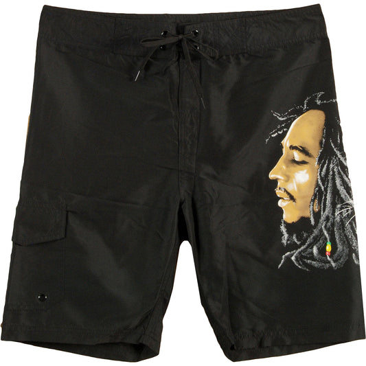 Mens Bob Marley Profiles Board Shorts - HalfMoonMusic