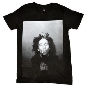 Bob Marley Black & White 420 T-shirt - HalfMoonMusic