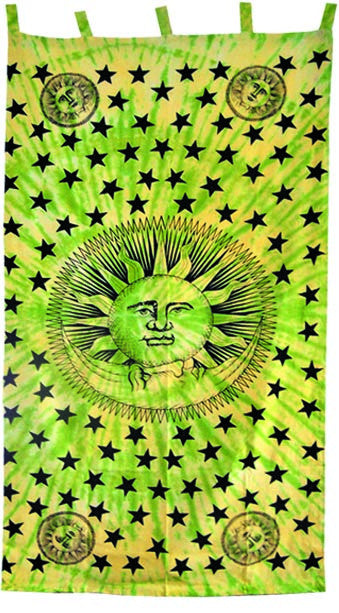 Sun and Stars Tie Dye Curtain - HalfMoonMusic