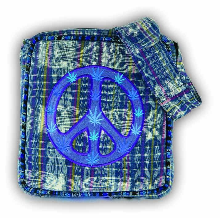 Woven Brocade Peace Sign Leaf Purse - HalfMoonMusic