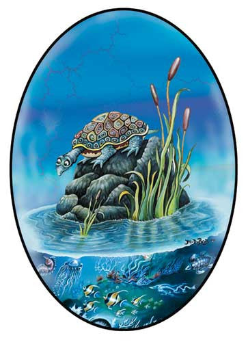 Turtle Sea Art Sticker - HalfMoonMusic