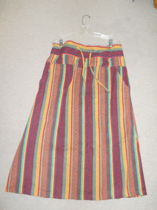 Tribal stripped long skirt - HalfMoonMusic