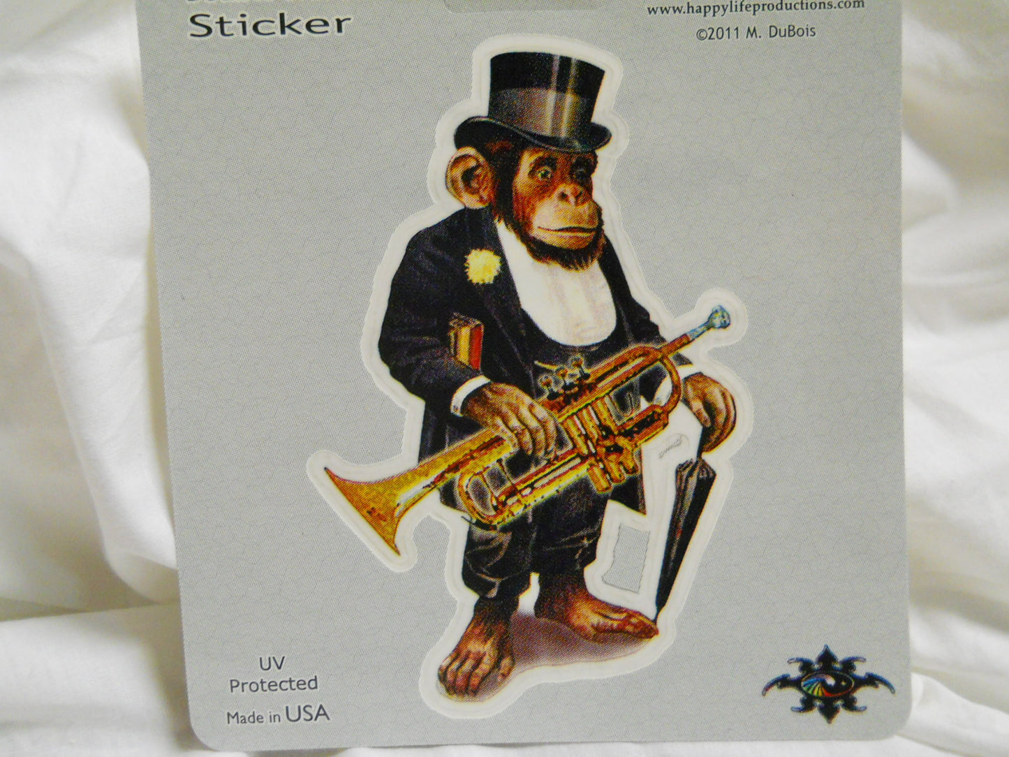 Chimp with Trumpet Sticker - HalfMoonMusic
