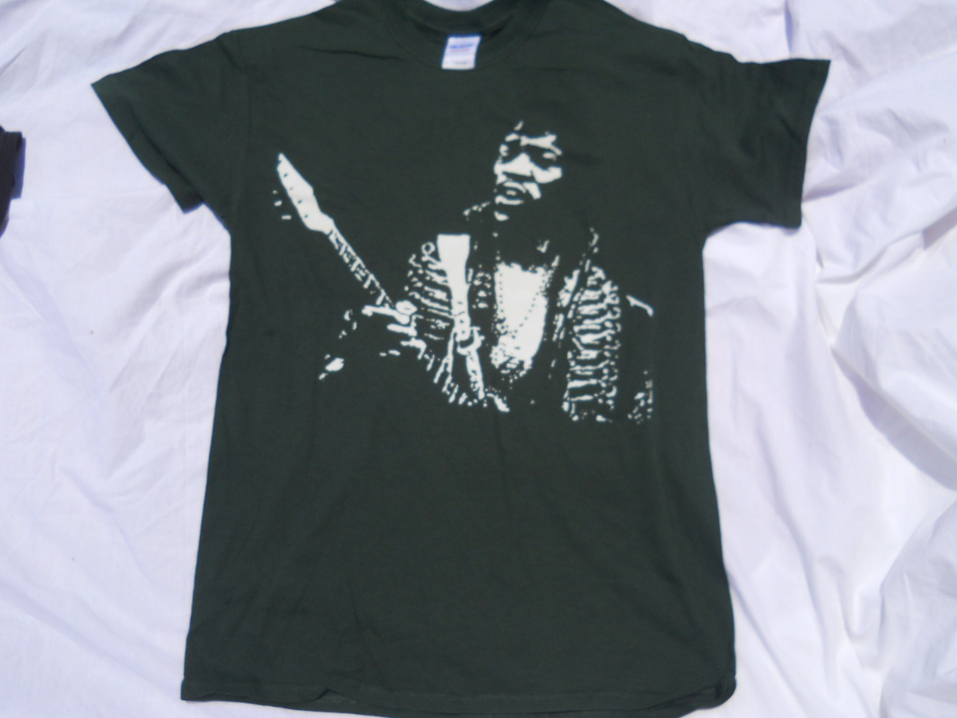 Jimi Hendrix White Outline T-shirt - HalfMoonMusic