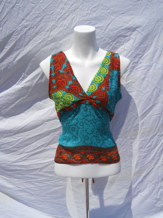 Womens backless patchwork halter top - HalfMoonMusic