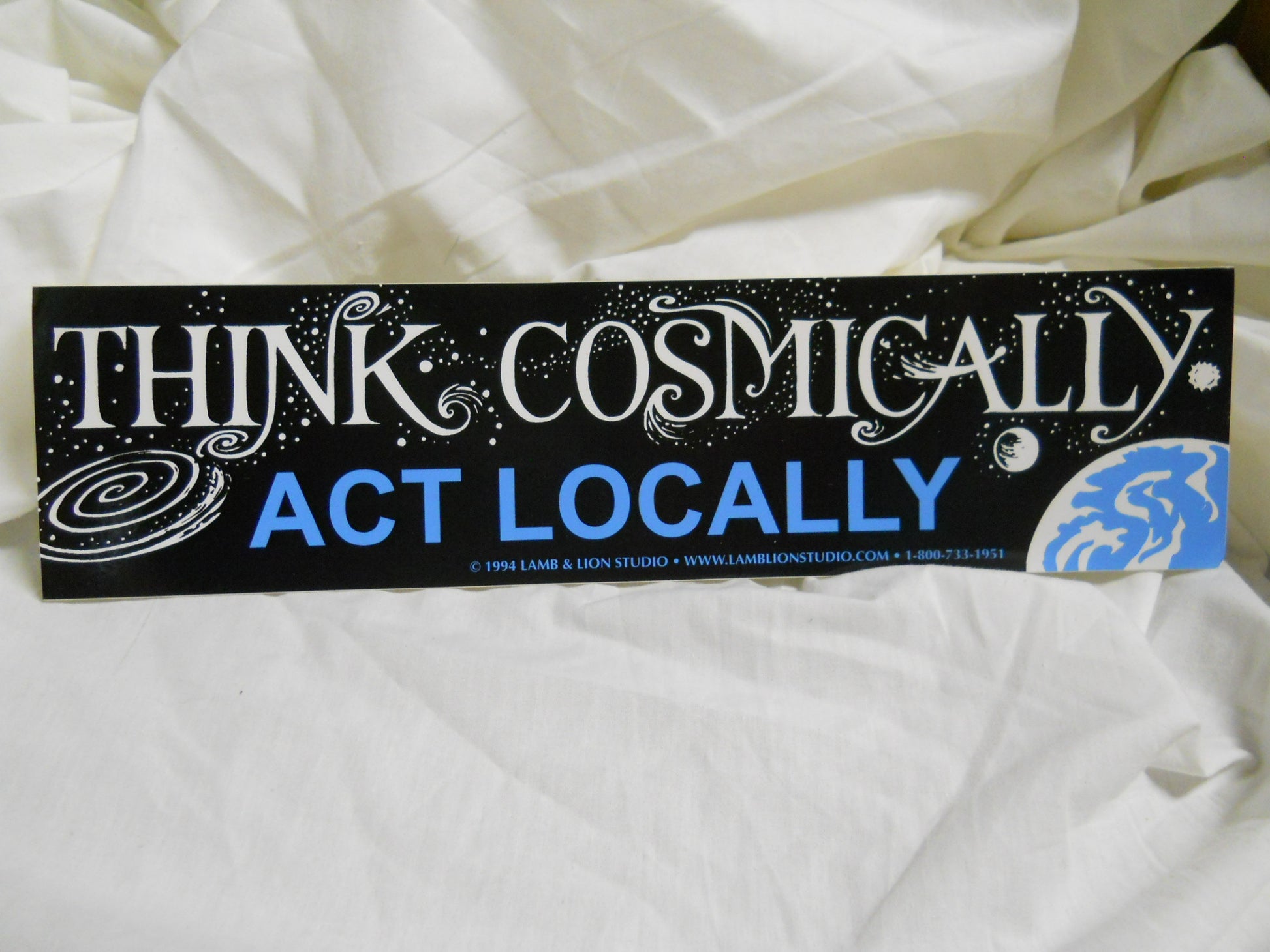 Think Cosmically Act Locally Sticker - HalfMoonMusic