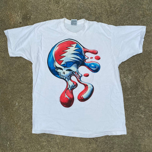 Mens Grateful Dead Liquid Melt SYF White T-shirt - HalfMoonMusic
