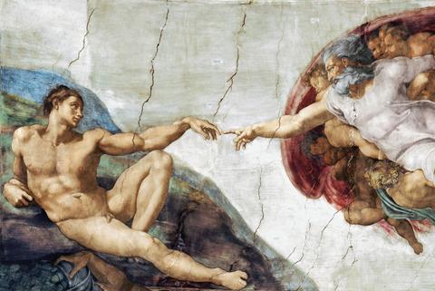 11x17 Michelangelo Creation of Man Countertop Poster. - HalfMoonMusic