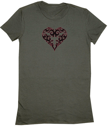 Tribal Heart Womens T-shirt - HalfMoonMusic
