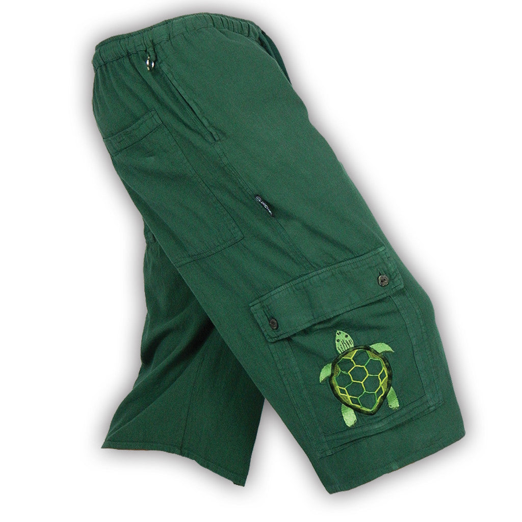 Mens Cotton Cargo Embroidered Shorts - HalfMoonMusic