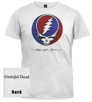 Solid White Grateful Dead Back Steal Your Front T-shirt - HalfMoonMusic