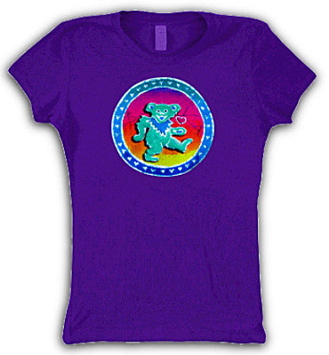 Grateful Dead Dancing Bear Heart Womens T-shirt - HalfMoonMusic