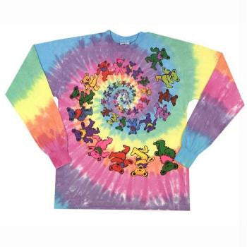 Grateful Dead Spiral Bears Tie-dye LS T-shirt - HalfMoonMusic