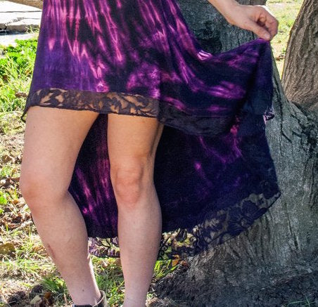 High-Low Lace Tie Dyed Skirt - HalfMoonMusic