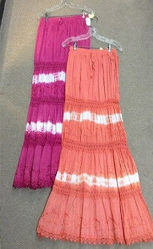 Tie Dye White Stripe Skirt - HalfMoonMusic