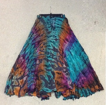 Floor Length Ruffle Tie Dye Skirt - HalfMoonMusic