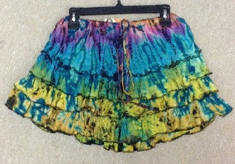 Ruffle Layered Tie Dye Mini Skirt - HalfMoonMusic