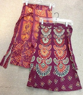 Short Indian Print Wrap Skirt - HalfMoonMusic