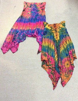 Womens Tie Dye Spandex Pixie Cut Skirt - HalfMoonMusic