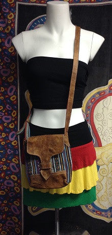 Flap Over Leather and Tribal Purse - HalfMoonMusic