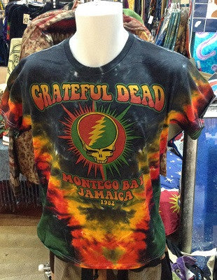 Grateful Dead Montego Bay Jamaica 1982 Rasta Tie Dye T-Shirt - HalfMoonMusic